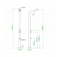 Ensemble de douche extérieur sur pied, double fonction pluie et jet, qualité marine, pour hôtels, piscines, villas et plages