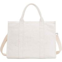 Kustom Logo hitam tas tangan wanita katun kanvas tas selempang kustom logo tas Tote untuk wanita