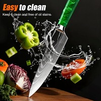 Ensemble de 8 couteaux de cuisine japonais haut de gamme, texture en acier Damas gravée au laser, ultra-affûtés, ambidextres, multi-usages