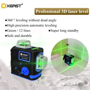 XEAST XE-68 PRO 3D 12 линий зеленый самовыравнивающий 360 градусов с 18650 батареей Горизонтальный Вертикальный лазерный инструмент для выравнивания пола - Product Image 3