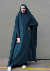 All'ingrosso vestito da donna musulmano con cappuccio Eid preghiera di un pezzo Abaya lungo Khimar completo Ramadan abito Abaya abbigliamento islamico - Product Image 3