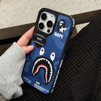 Coque de téléphone antichoc en TPU givré à couverture intégrale quatre côtés IMD motif bouche de requin de marque tendance pour iPhone 16