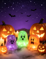 Jouet anti-stress souple et moelleux en forme de fantôme d'Halloween qui brille dans le noir, à rebond lent, en maltose, boîte surprise, cadeau de fête