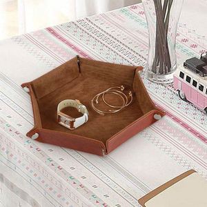 Hexagonal Velvet Dice Tray <b>Collapsible</b> <b>Storage</b> <b>Box</b> Pu Tray Velvet Desktop <b>Storage</b> <b>Box</b> - Product Image 4