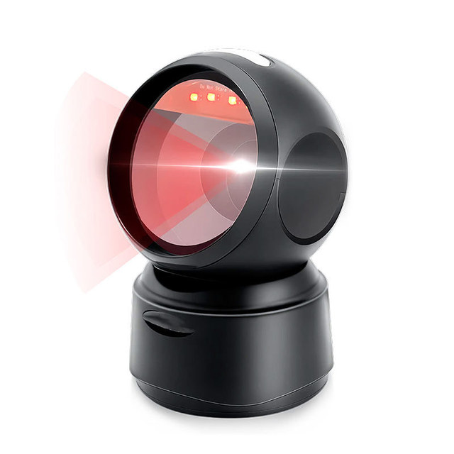 T27H Desktop Barcode Scanner QR 2D Hands-Free Omnidirectional Automatic Sensing USB for PC Supermarket Library Retail Bookstore