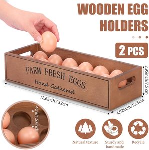 2 Pieces Farm Wooden <strong>Eggs</strong> Crate for 12 Fresh <strong>Eggs</strong> Stackable Wooden Crates for Display Rustic <strong>Egg</strong> Storage <strong>Box</strong> With Handle - Product Image 4