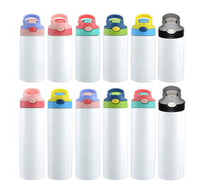 Bouteille d'eau sport 12 oz avec poignée et bec verseur, couvercle anti-éclaboussures, vierge pour sublimation, pour enfant et bébé, modèle droit et fin, fabriquée au Vietnam - Product Image 2