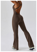 Mono Deportivo de Yoga con Espalda Descubierta y Alta Elasticidad, Pantalones Acampanados, Traje de Entrenamiento