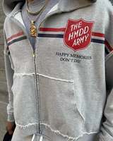 Pakaian Jalan kustom Terry Prancis setelan olahraga jahitan katun ritsleting Hoodie dan celana olahraga pria longgar