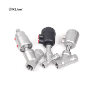 Válvula de Globo de Asiento Angular Tipo Y Neumática KLION con Actuador de Acero Inoxidable, Sellado de PTFE, Conexiones BSP DN15-DN100, 16 bar, ISO CE, para Agua