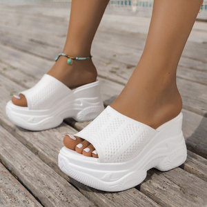 Sandalias de Plataforma para Mujer, Verano 2025, Estilo Casual, Exterior, con Parte Superior de PU, Punta Redonda, Suela de Goma, Modernas, Simples y Cómodas - Product Image 3
