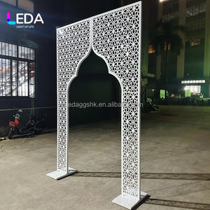 LEDA Decoración Personalizada para Salones de Banquetes de Bodas al Estilo Indio, Fondo de Acero Inoxidable Blanco para Decoración de Eventos - Product Image 3