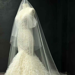 Vestido de Novia Moderno NT30 de Manga Corta con Volantes, Estilo Sirena, Largo hasta el Suelo, con Encaje Floral, Apliques de Cristal y Bordado - Product Image 5