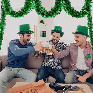 Irish <strong>Shamrock</strong> Hanging Coloured Bar Tinsel Garland Accessories Ornaments St Patricks Day Party Decor Wreaths Metal Wire &amp; PET - Product Image 3