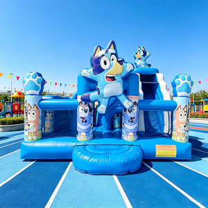 <span class=keywords><strong>Castillo</strong></span> Inflable para Niños con Tobogán, Diseño <span class=keywords><strong>de</strong></span> Perros y Familia, <span class=keywords><strong>de</strong></span> PVC Azul, para Parques Infantiles, Uso Comercial - Product Image 1