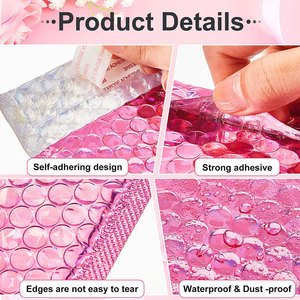 Bolsa de envío personalizada <span class=keywords><strong>sobres</strong></span> metálicos holográficos con burbujas rosa roja para maquillaje, joyería, ropa, embalaje para pequeñas empresas - Product Image 3