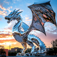 Sculpture de dragon extérieur en acier inoxydable personnalisation décorations de parc de paysage statue en métal