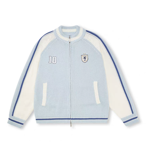 2025 Custom Fashion Zip-Up Blue Knit <strong>Cardigan</strong> <strong>for</strong> <strong>Men</strong> <strong>Long</strong> Sleeved Breathable <strong>for</strong> Winter OEM &amp; ODM - Product Image 1