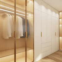 Armoire de chambre moderne en bois RTA (prête à assembler) avec éclairage pour projets d'appartements, vente en gros, usine OEM ODM