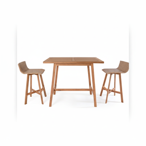 ชุดเครื่องจักสานกลางแจ้ง3ชิ้นชุดบาร์สไตล์โมเดิร์นชุดเครื่องเรือนหวายกลางแจ้งเชือกไม้แบบวางซ้อนกันได้ - Product Image 1