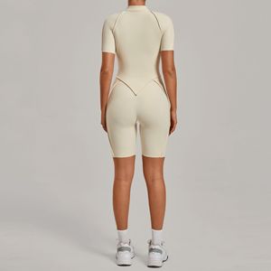 <span class=keywords><strong>Tuta</strong></span> da Yoga <span class=keywords><strong>Aderente</strong></span> con Collo Alto e Mezza Zip, Monopezzo per Fitness, Abbigliamento Sportivo ad Alta Intensità per Donne - Product Image 3
