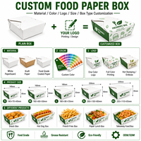 Boîte à repas personnalisée imprimée, en papier kraft de qualité alimentaire, pour poulet frit et frites, vente en gros