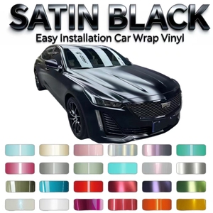 Satin <strong>Black</strong> <strong>Car</strong> Vinyl Wrap Long Lasting Bubble Free Air Release <strong>Car</strong> Film 3M Durable <strong>Car</strong> Wrap PET Automotive <strong>Wrapping</strong> Film - Product Image 1