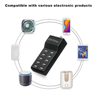 Station de charge USB intelligente 10 ports de taille familiale 5V 10A (50W) Chargeur électrique Téléphones intelligents Ordinateurs portables Chargeur USB 50W