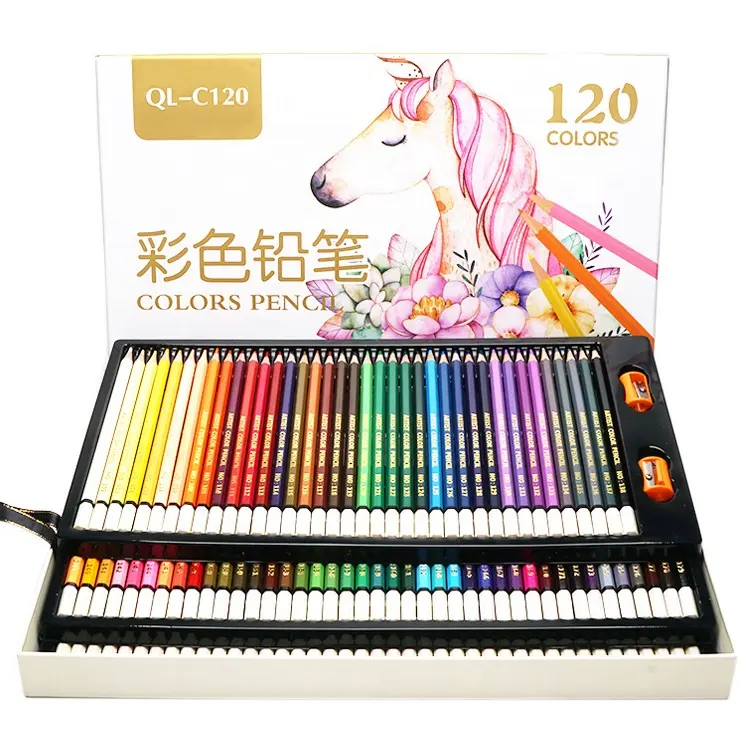 Высококачественный профессиональный набор цветных карандашей с точилкой, 120 цветов