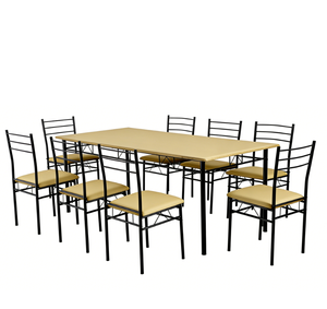 Ensemble de table à manger <span class=keywords><strong>YUKAI</strong></span> 1+8, plateau de table en MDF+PVC avec sièges rembourrés en tissu pour salle à manger 1+8 DS-211 - Product Image 2