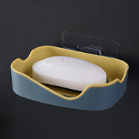 Porte-savon double couche imperméable avec étagère d'égouttage adhésif fort sans perçage mural pour décor de rangement de salle de bain à la maison