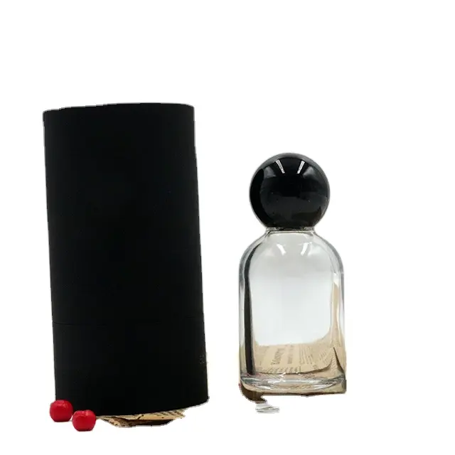 Garrafa spray de perfume redonda 30ml, frasco de vidro redondo de luxo para perfume e sabão de parfum, garrafa com tampa de bola de noz
