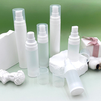 Botol Plastik PP Airless Portabel Kapasitas Kecil 15ml 30ml 50ml Dengan Pompa Lotion atau Pompa Semprot untuk Kemasan Kosmetik