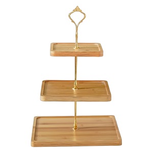 Soporte de madera maciza para exhibir pasteles con cúpula de vidrio para servir postres en el té de la tarde, bandeja de varios niveles para buffet. - Product Image 5