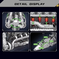 Mould King 10168 2024 Nouveau modèle de jeu de construction pour enfants avec moteur V8 biturbo, jouet éducatif