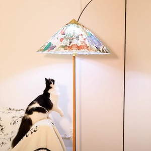 Lámpara de pie danesa de estilo francés, lámpara decorativa de tela cónica 9602 para sala de estar, dormitorio, fuente de luz LED con interruptor - Product Image 1