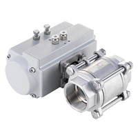 Vanne à boisseau sphérique pneumatique 3 pièces, corps en acier inoxydable 316L, options de joint PTFE FPM EPDM, soudée, DN15-DN100, directement de l'usine