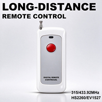 Télécommande universelle RF 433,92 MHz, antenne télescopique à panneau gris longue portée, portée de 1000 m, batterie incluse