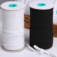 Bande élastique plate personnalisée en polyester/nylon tissé jacquard, 6 mm (1/4 po), noir et blanc, protection environnementale, vente en gros