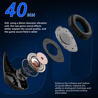 ONIKUMA K20 Headset Gaming Berkabel Over-Ear 3.5mm 40mm Driver RGB Lighting Headphone Peredam Kebisingan yang Dapat Diputar untuk PC