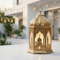 Dernière collection Ramadan 2027, décoration de maison, lanterne à bougie en fer antique marocaine faite à la main, verre et métal, design mosquée, artisanat A.K.
