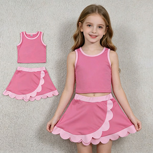 ชุดกีฬาเด็กผู้หญิง RTS Princess Athletic Wear เสื้อผ้าเด็กสีพื้น ขอบลายสแกลลอป ดีไซน์ใหม่ ขายส่ง ชุดเสื้อผ้าเด็กผู้หญิง - Product Image 6
