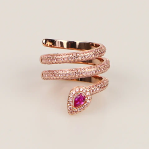 Micro Pave Cz <strong>Silver</strong> Plated Multi Wrap Women Finger <strong>Snake</strong> <strong>Ring</strong> - Product Image 4