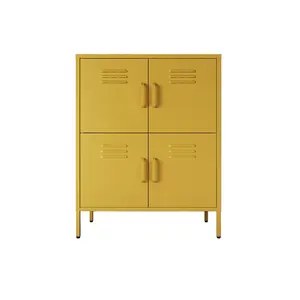 Модный металлический красочный буфет бытовая мебель ретро винтажный стальной 4-дверный шкафчик