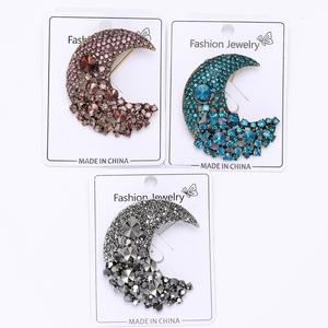 Spilla a Forma di Luna con Strass per Donne, <span class=keywords><strong>Elegante</strong></span> Accessorio per Abiti e Completi, Gioiello da Bavero a Forma di Luna - Product Image 2