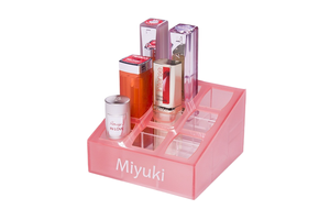 Organisateur de maquillage en acrylique transparent rose personnalisé en gros, présentoir cosmétique multi-compartiments, support de stylos de bureau, logo OEM personnalisé - Product Image 4