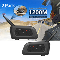 Pack double de casques de moto avec intercom Bluetooth pour 6 motards, communication mesh, système audio sans fil étanche IP65 V6 Plus