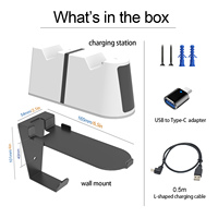 Station de charge pour manettes PS5 DualSense et Edge, station de charge rapide 2-en-1 avec crochet pour casque, lumière RVB 7 couleurs