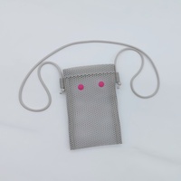 Pochette de téléphone portable fine et portable en maille avec longue sangle, multi-positions (bandoulière, épaule, cou), mini sacoche pour usage quotidien et décontracté