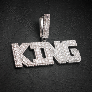 Hip Hop GRA glacé D couleur Baguette Moissanite 925 argent Sterling Pass diamant testeur personnalisé lettre roi pendentif pour hommes - Product Image 1